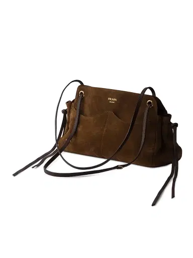 Prada Women's Carry Large Suede Tote Bag - Brown | Thumbnail 4 Prada Women's Carry Large Suede Tote Bag - Brown | Thumbnail 4