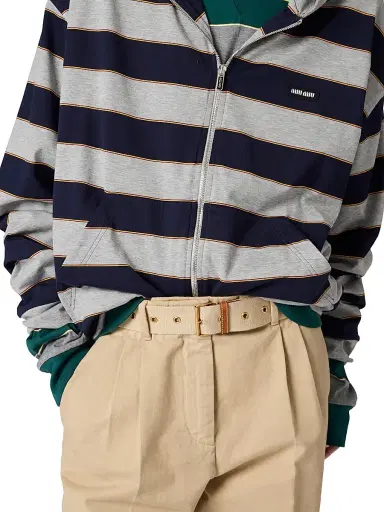 Miu Miu Women's Striped Jersey Hoodie - Blue Multi - Size Small | Thumbnail 4