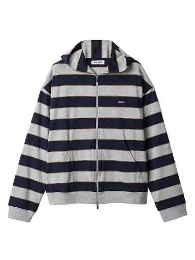 Miu Miu Women's Striped Jersey Hoodie - Blue Multi - Size Small | Thumbnail 1