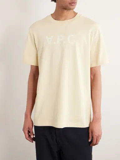 A.P.C. Standard Grand VPC Logo-Flocked Organic Cotton-Jersey T-Shirt - Men | Thumbnail 3