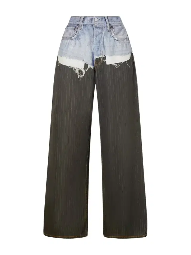 Trompe L'oeil Pinstriped Wide-leg Jeans