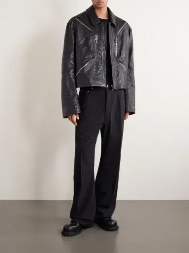 Rick Owens Temple Heizer Mac Textured-Leather Jacket - Men | Thumbnail 2 Rick Owens Temple Heizer Mac Textured-Leather Jacket - Men | Thumbnail 2
