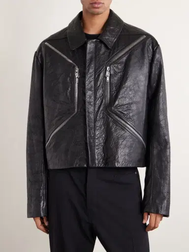 Rick Owens Temple Heizer Mac Textured-Leather Jacket - Men | Thumbnail 3 Rick Owens Temple Heizer Mac Textured-Leather Jacket - Men | Thumbnail 3