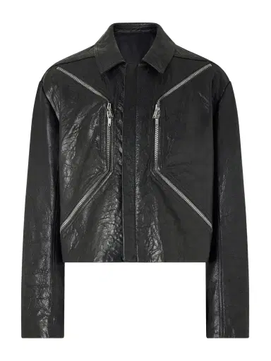 Rick Owens Temple Heizer Mac Textured-Leather Jacket - Men | Thumbnail 1 Rick Owens Temple Heizer Mac Textured-Leather Jacket - Men | Thumbnail 1