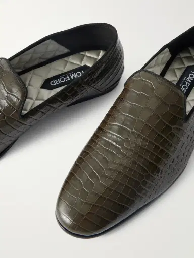 Tom Ford Steven Grosgrain-Trimmed Croc-Effect Leather Loafers - Men | Thumbnail 5 Tom Ford Steven Grosgrain-Trimmed Croc-Effect Leather Loafers - Men | Thumbnail 5