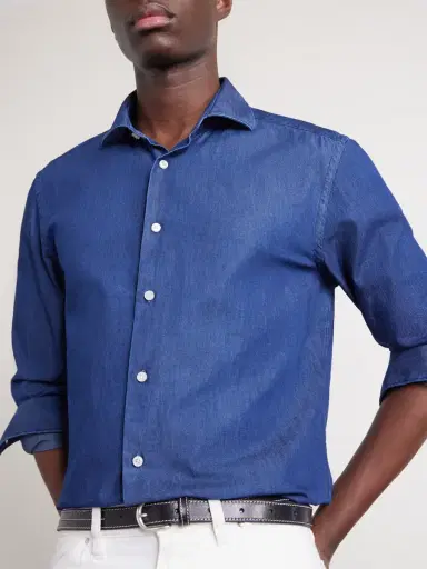 Slowear Slim-Fit Cotton-Chambray Shirt - Men | Thumbnail 5 Slowear Slim-Fit Cotton-Chambray Shirt - Men | Thumbnail 5