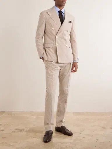 Polo Ralph Lauren Double-Breasted Striped Cotton Suit Jacket - Men | Thumbnail 2 Polo Ralph Lauren Double-Breasted Striped Cotton Suit Jacket - Men | Thumbnail 2