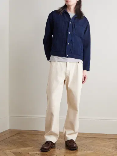 Blue Blue Japan Indigo-Dyed Sashiko Cotton Trucker Jacket - Men | Thumbnail 2 Blue Blue Japan Indigo-Dyed Sashiko Cotton Trucker Jacket - Men | Thumbnail 2