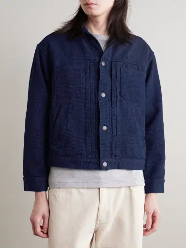 Blue Blue Japan Indigo-Dyed Sashiko Cotton Trucker Jacket - Men | Thumbnail 3 Blue Blue Japan Indigo-Dyed Sashiko Cotton Trucker Jacket - Men | Thumbnail 3