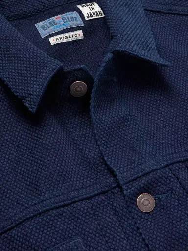 Blue Blue Japan Indigo-Dyed Sashiko Cotton Trucker Jacket - Men | Thumbnail 5 Blue Blue Japan Indigo-Dyed Sashiko Cotton Trucker Jacket - Men | Thumbnail 5