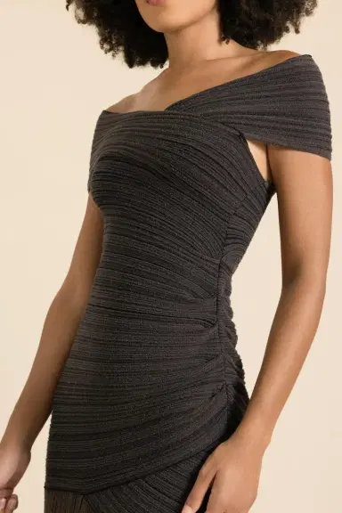 Balmain Off The Shoulder Light  Knit Dress | Thumbnail 3