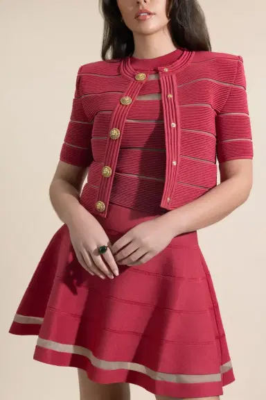 Balmain Stripe  Knit Fit And Flare Dress | Thumbnail 3