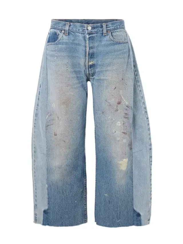 Lasso Distressed Cropped Mid-rise Wide-leg Jeans