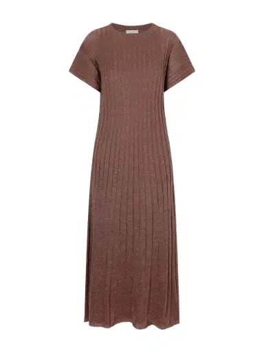 Brunello Cucinelli Metallic Ribbed-knit Midi Dress | Thumbnail 1 Brunello Cucinelli Metallic Ribbed-knit Midi Dress | Thumbnail 1