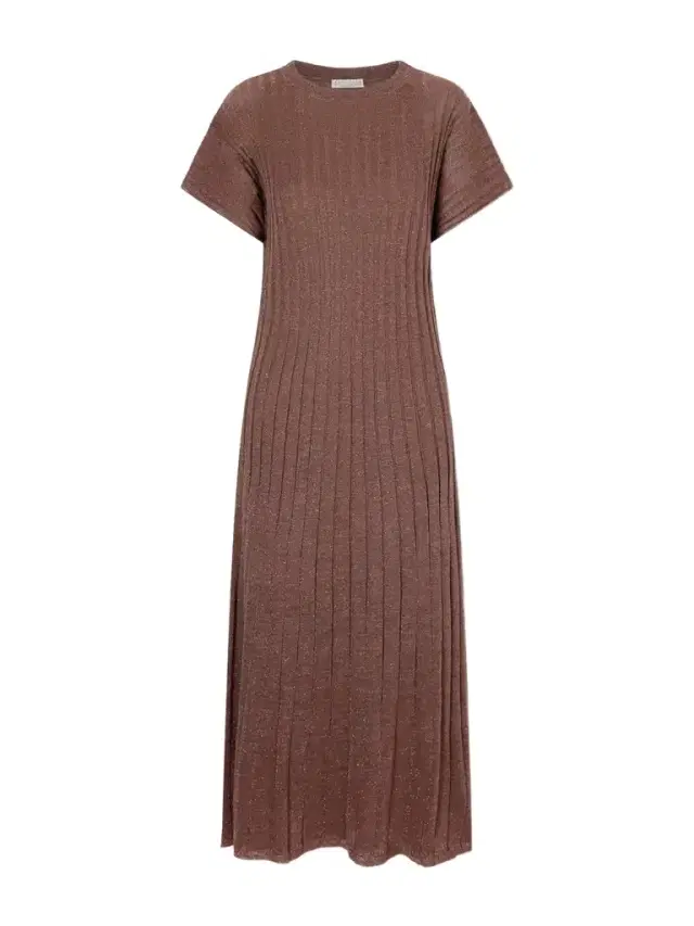 Metallic Ribbed-knit Midi Dress