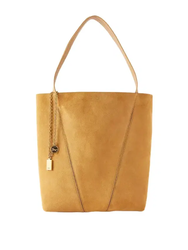 Chloé Spin Embellished Paneled Suede Tote