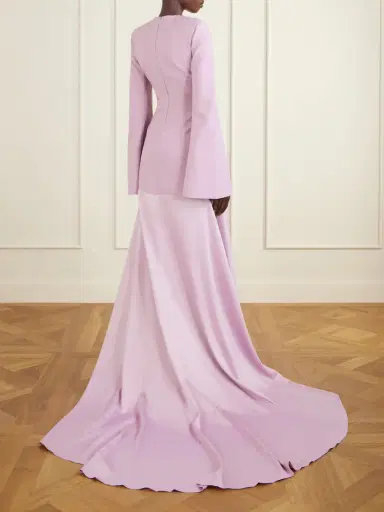 Solace London Claudine Satin-trimmed Crepe Gown | Thumbnail 3 Solace London Claudine Satin-trimmed Crepe Gown | Thumbnail 3