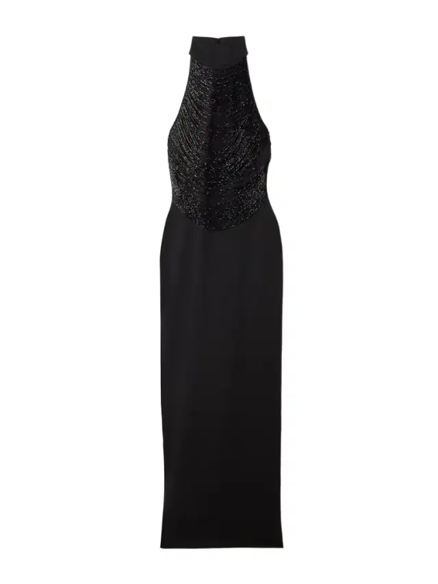 Portia Bead-embellished Stretch-crepe Halterneck Gown