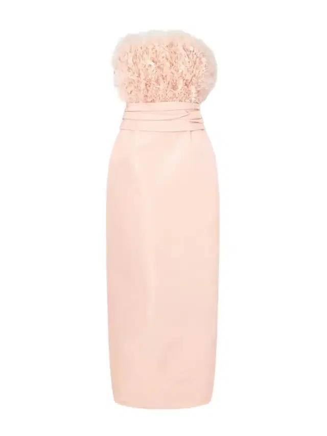 Point D’esprit Strapless Embellished Feather-trimmed Silk-faille Gown