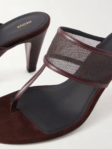 NEOUS Vena 65 Leather-trimmed Mesh Sandals | Thumbnail 5