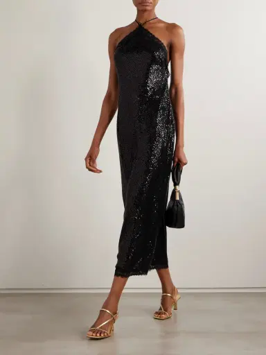 Rixo Harlan Lace-trimmed Sequined Tulle Halterneck Midi Dress | Thumbnail 2 Rixo Harlan Lace-trimmed Sequined Tulle Halterneck Midi Dress | Thumbnail 2