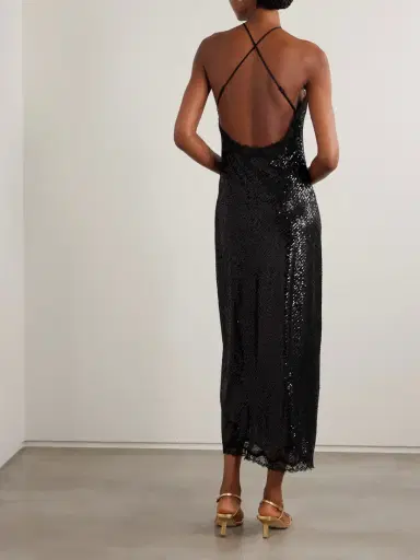 Rixo Harlan Lace-trimmed Sequined Tulle Halterneck Midi Dress | Thumbnail 3 Rixo Harlan Lace-trimmed Sequined Tulle Halterneck Midi Dress | Thumbnail 3