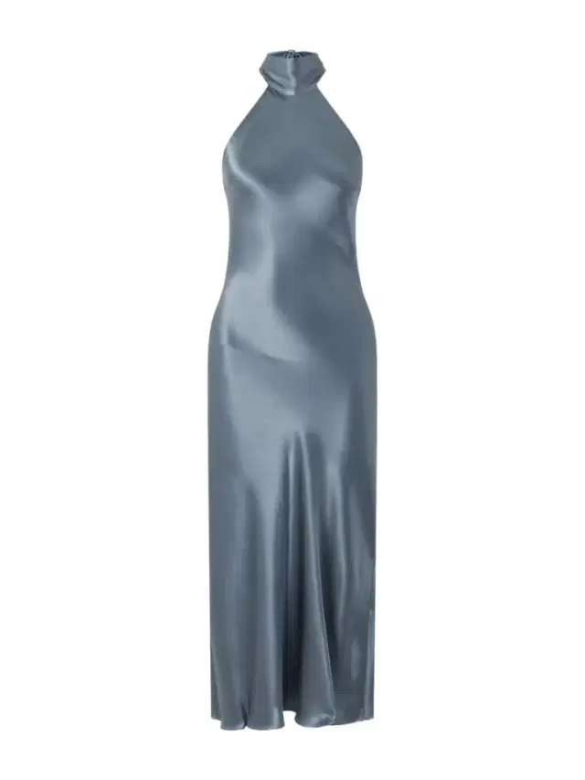 Maura Satin Halterneck Midi Dress