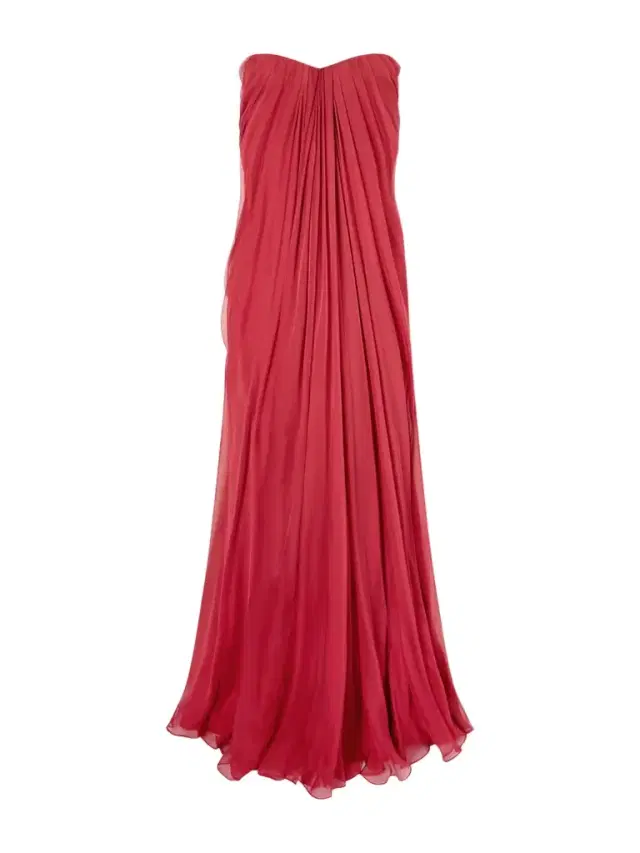 Strapless Draped Silk-chiffon Bustier Gown