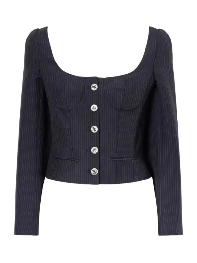 Cropped Pinstriped Wool And Mohair-blend Jacket