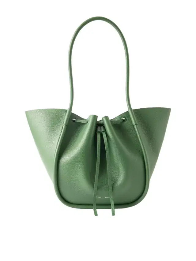 Large Ruched Textured-leather Tote