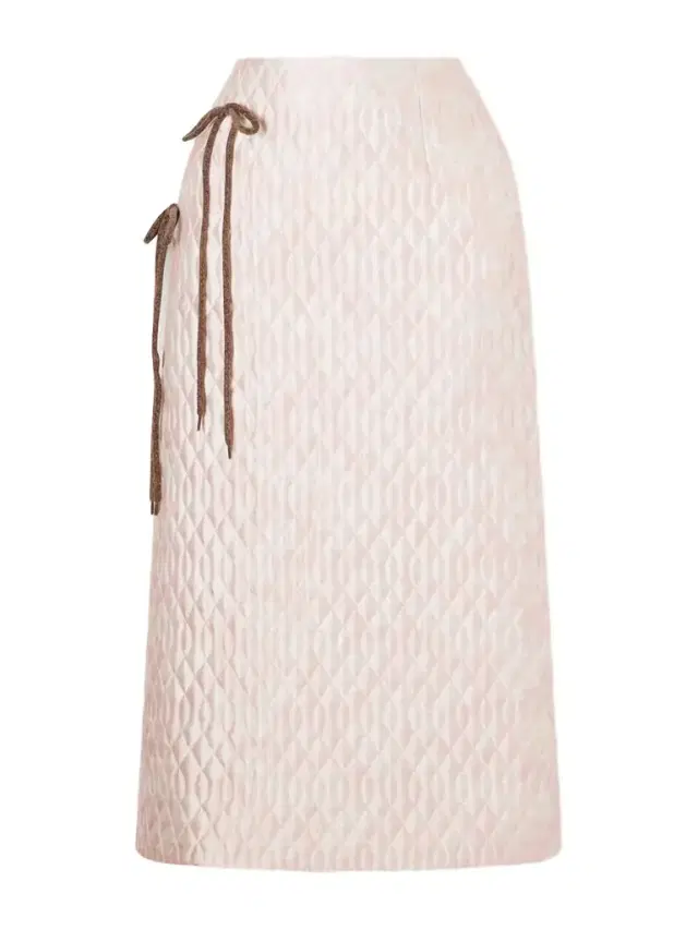 Bow-detailed Chenille-trimmed Quilted Printed Satin Midi Skirt