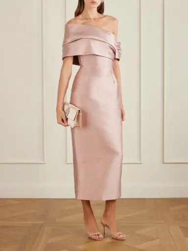 Solace London Mirla Off-the-shoulder Faille Midi Dress | Thumbnail 2 Solace London Mirla Off-the-shoulder Faille Midi Dress | Thumbnail 2