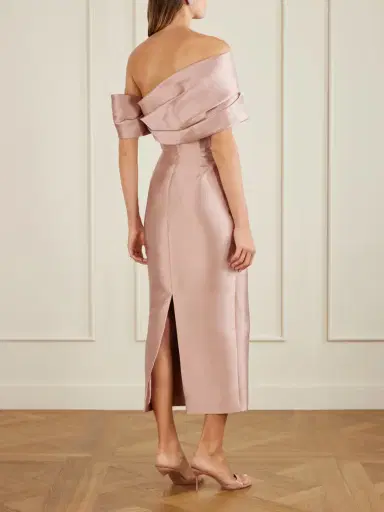 Solace London Mirla Off-the-shoulder Faille Midi Dress | Thumbnail 4 Solace London Mirla Off-the-shoulder Faille Midi Dress | Thumbnail 4