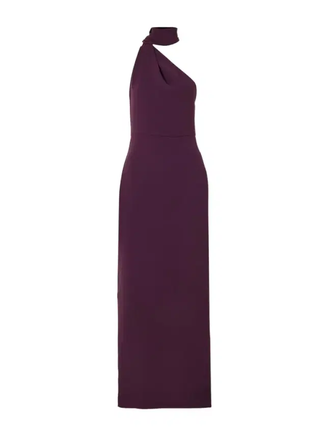 Demi One-shoulder Scarf-detailed Crepe Gown