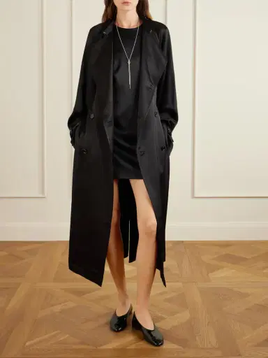 TOTEME Double-breasted Draped Satin Trench Coat | Thumbnail 2