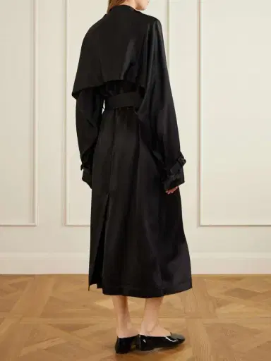 TOTEME Double-breasted Draped Satin Trench Coat | Thumbnail 4