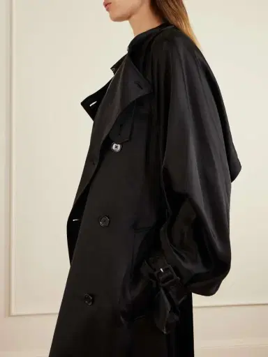 TOTEME Double-breasted Draped Satin Trench Coat | Thumbnail 5