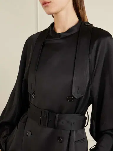 TOTEME Double-breasted Draped Satin Trench Coat | Thumbnail 6