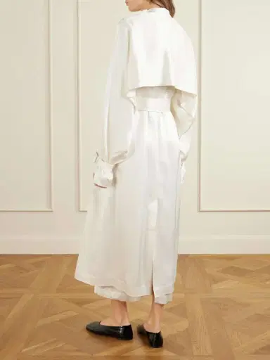 TOTEME Double-breasted Draped Satin Trench Coat | Thumbnail 4 TOTEME Double-breasted Draped Satin Trench Coat | Thumbnail 4