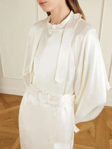 TOTEME Double-breasted Draped Satin Trench Coat | Thumbnail 6 TOTEME Double-breasted Draped Satin Trench Coat | Thumbnail 6