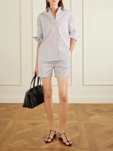 Loulou de Saison Lory Striped Cotton-poplin Shorts | Thumbnail 2 Loulou de Saison Lory Striped Cotton-poplin Shorts | Thumbnail 2