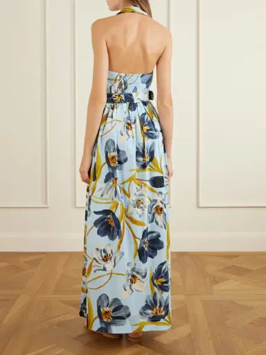 Cara Cara Quentin Belted Pleated Floral-print Cotton-poplin Halterneck Maxi Dress | Thumbnail 3 Cara Cara Quentin Belted Pleated Floral-print Cotton-poplin Halterneck Maxi Dress | Thumbnail 3