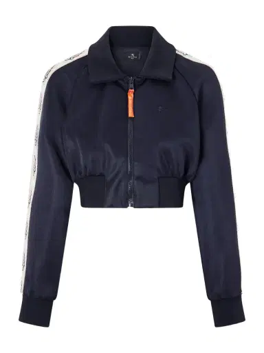 Etro Cropped Canvas-trimmed Satin-jersey Track Jacket | Thumbnail 1 Etro Cropped Canvas-trimmed Satin-jersey Track Jacket | Thumbnail 1