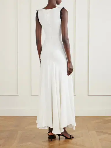 Rodarte Bow-embellished Lace-trimmed Silk-crepe Midi Dress | Thumbnail 3