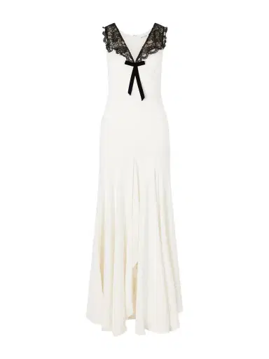 Rodarte Bow-embellished Lace-trimmed Silk-crepe Midi Dress | Thumbnail 1