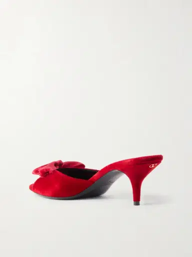 Valentino Garavani Marie A 55 Bow-detailed Satin-trimmed Velvet Mules | Thumbnail 3