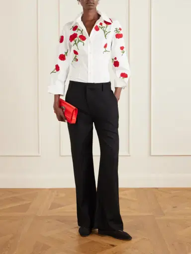 Carolina Herrera Isabela Floral-appliquéd Cotton-blend Shirt | Thumbnail 2