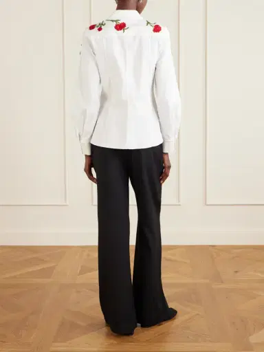Carolina Herrera Isabela Floral-appliquéd Cotton-blend Shirt | Thumbnail 4