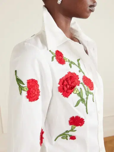 Carolina Herrera Isabela Floral-appliquéd Cotton-blend Shirt | Thumbnail 5