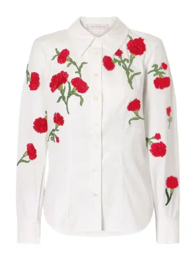 Carolina Herrera Isabela Floral-appliquéd Cotton-blend Shirt | Thumbnail 1